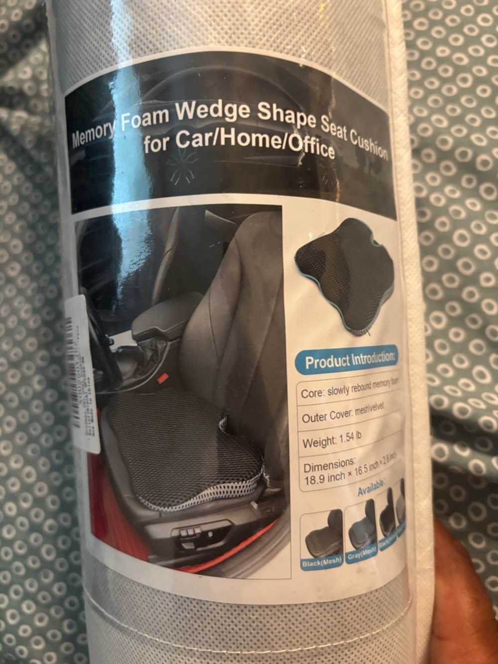 Memory Foam Wedge Seat Cushion - Black